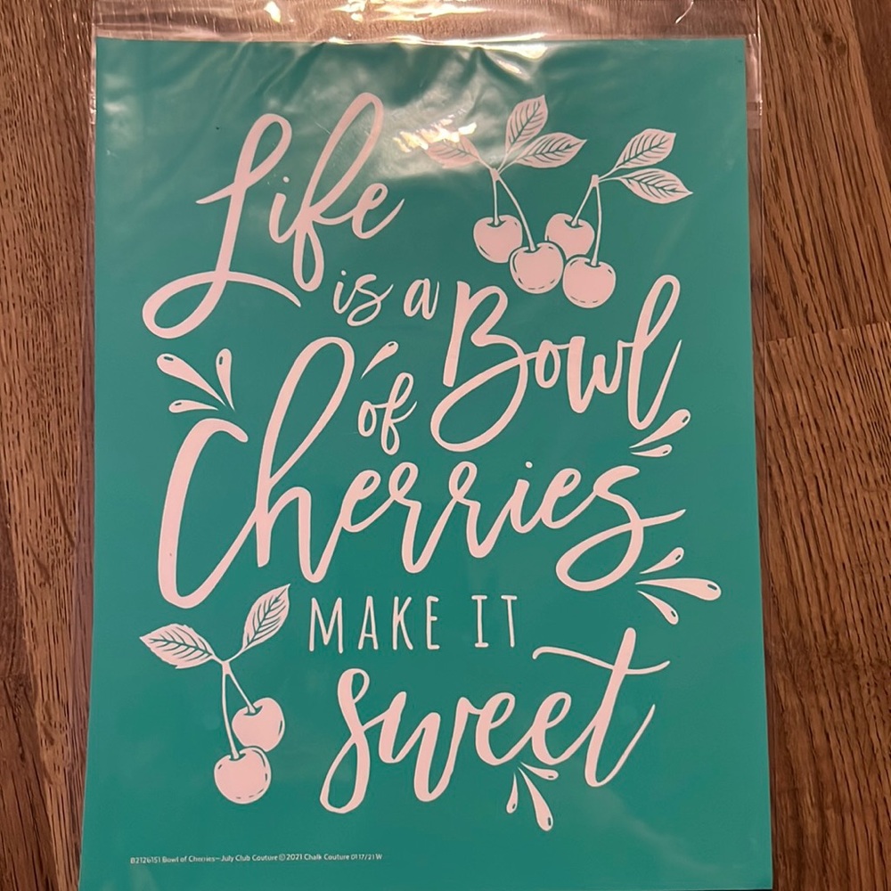 "Bowl of Cherries" Chalk Couture Transfer Size B